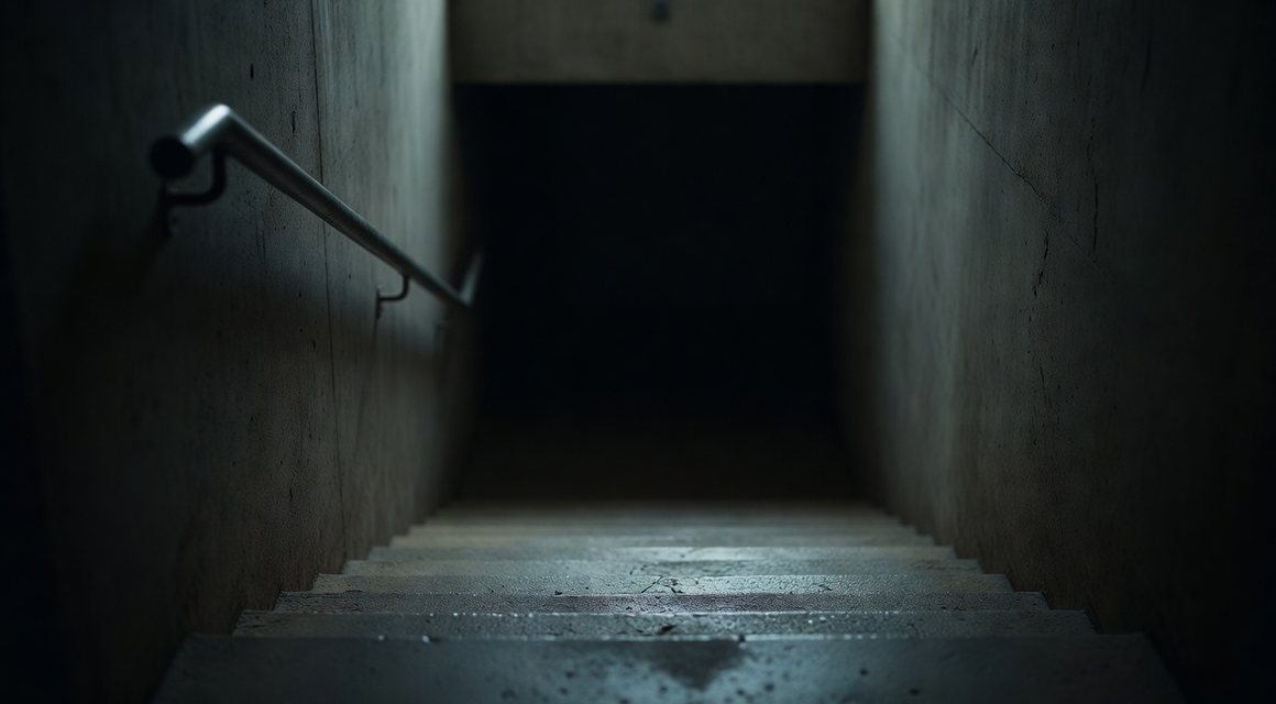 지하로 내려가는 계단 이미지 — 밤의민족 받은 링크 안내